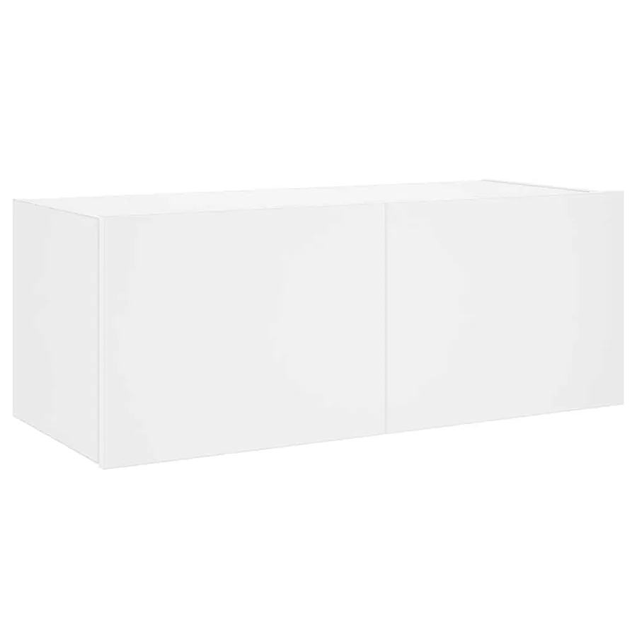 Meuble TV mural avec lumières LED blanc 80x35x31 cm - 7