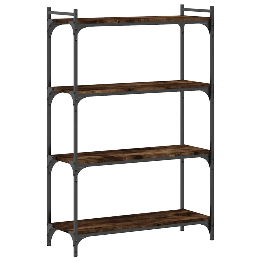 Bibliothèque 4 niveaux chêne fumé 80x30x120cm bois d'ingénierie - 2