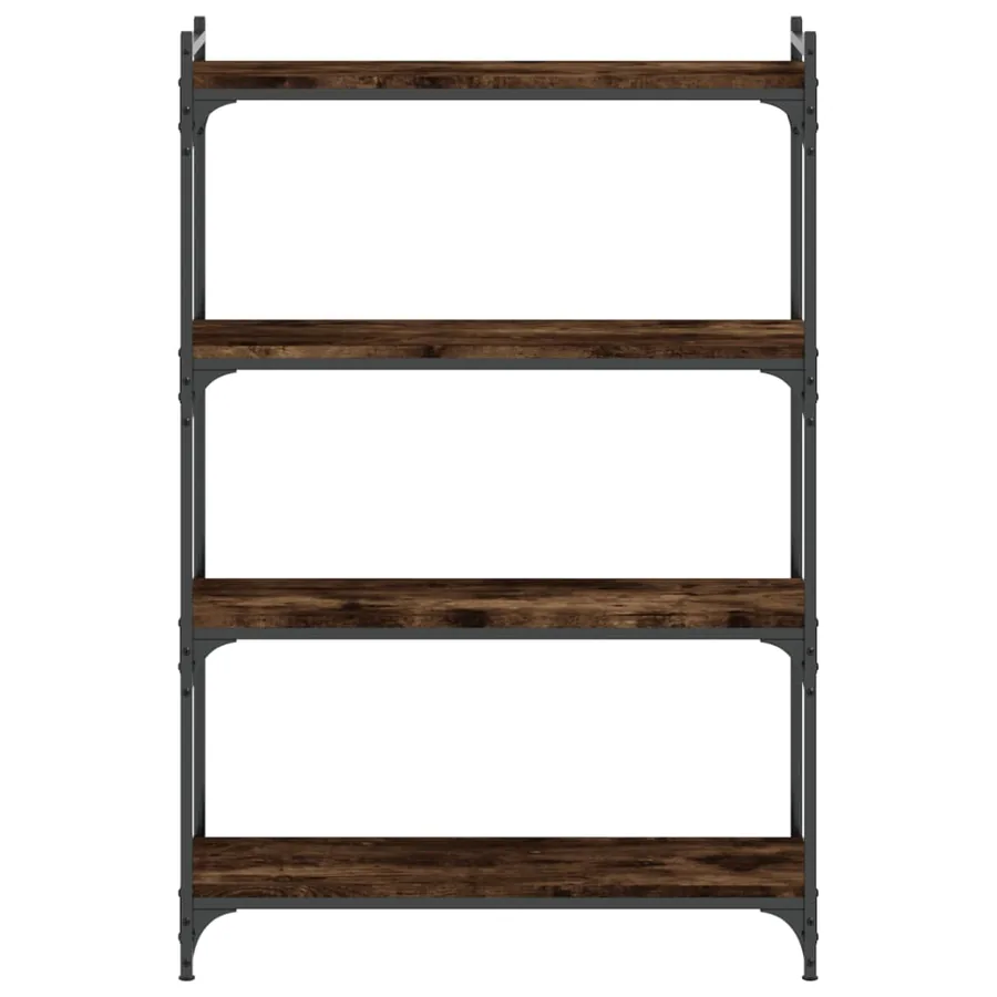 Bibliothèque 4 niveaux chêne fumé 80x30x120cm bois d'ingénierie - 4