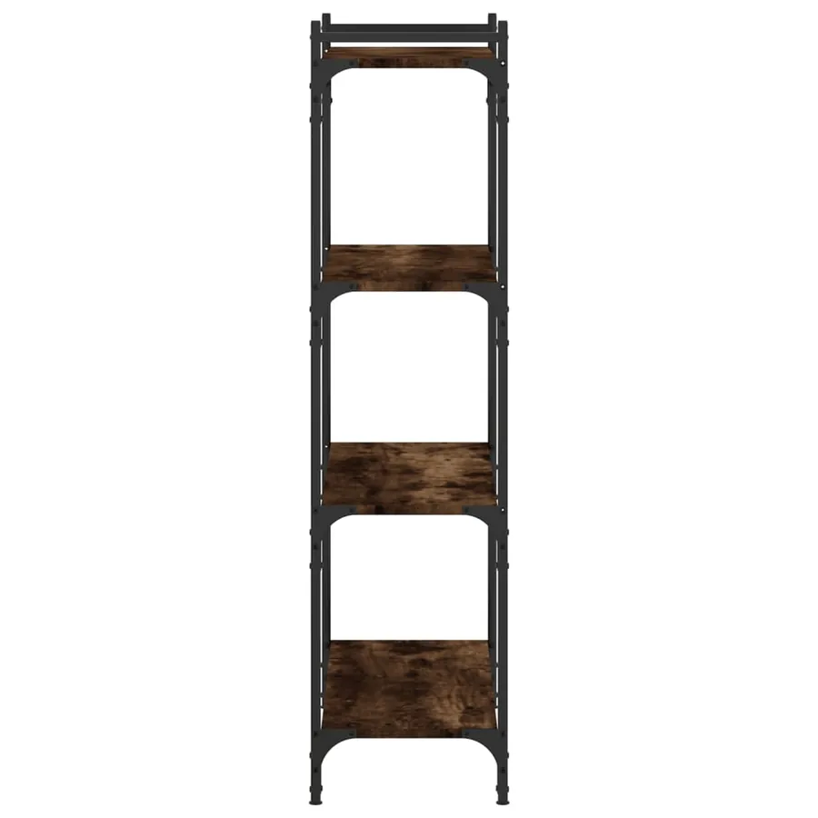 Bibliothèque 4 niveaux chêne fumé 80x30x120cm bois d'ingénierie - 5