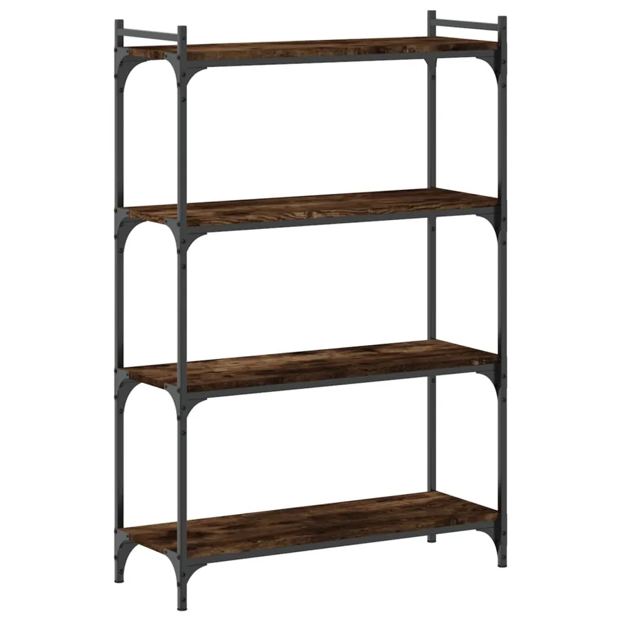 Bibliothèque 4 niveaux chêne fumé 80x30x120cm bois d'ingénierie - 6
