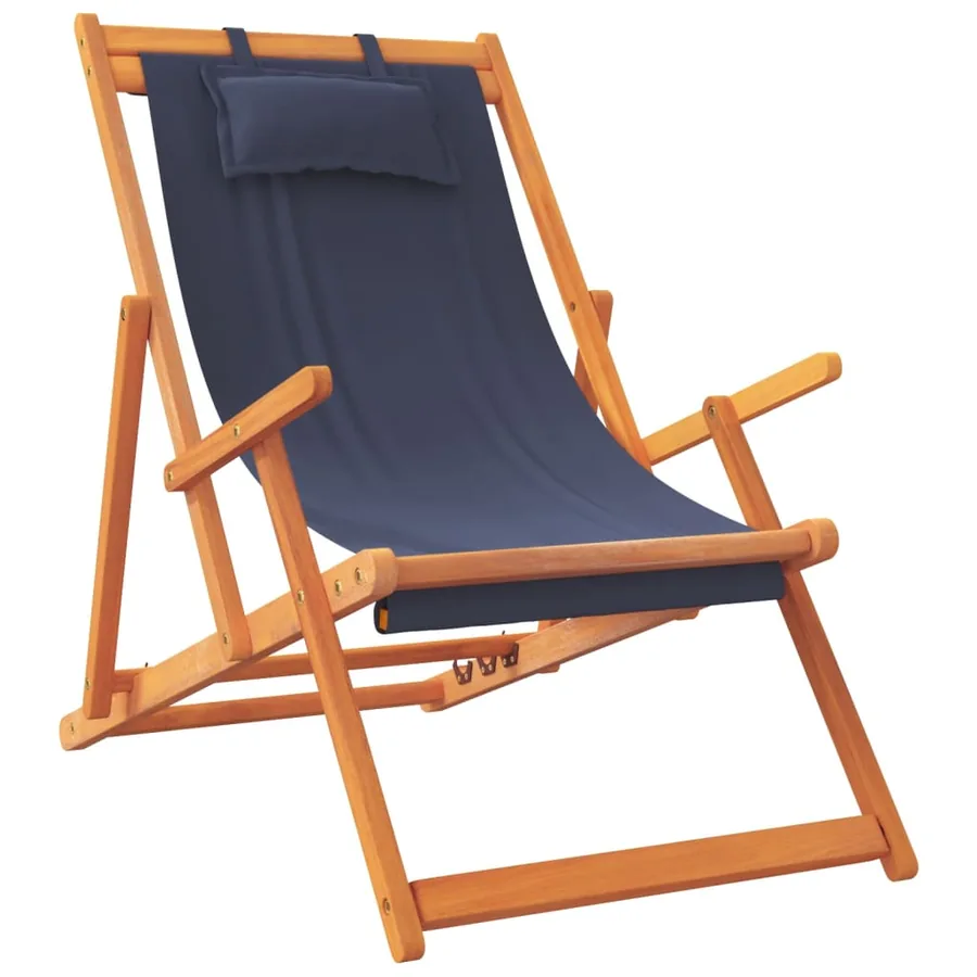 Chaises de plage pliables lot de 2 bleu tissu - 3