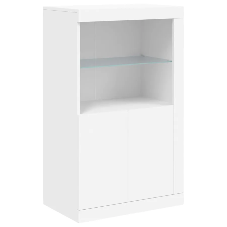 Buffet avec lumières LED blanc 181,5x37x100 cm - 9