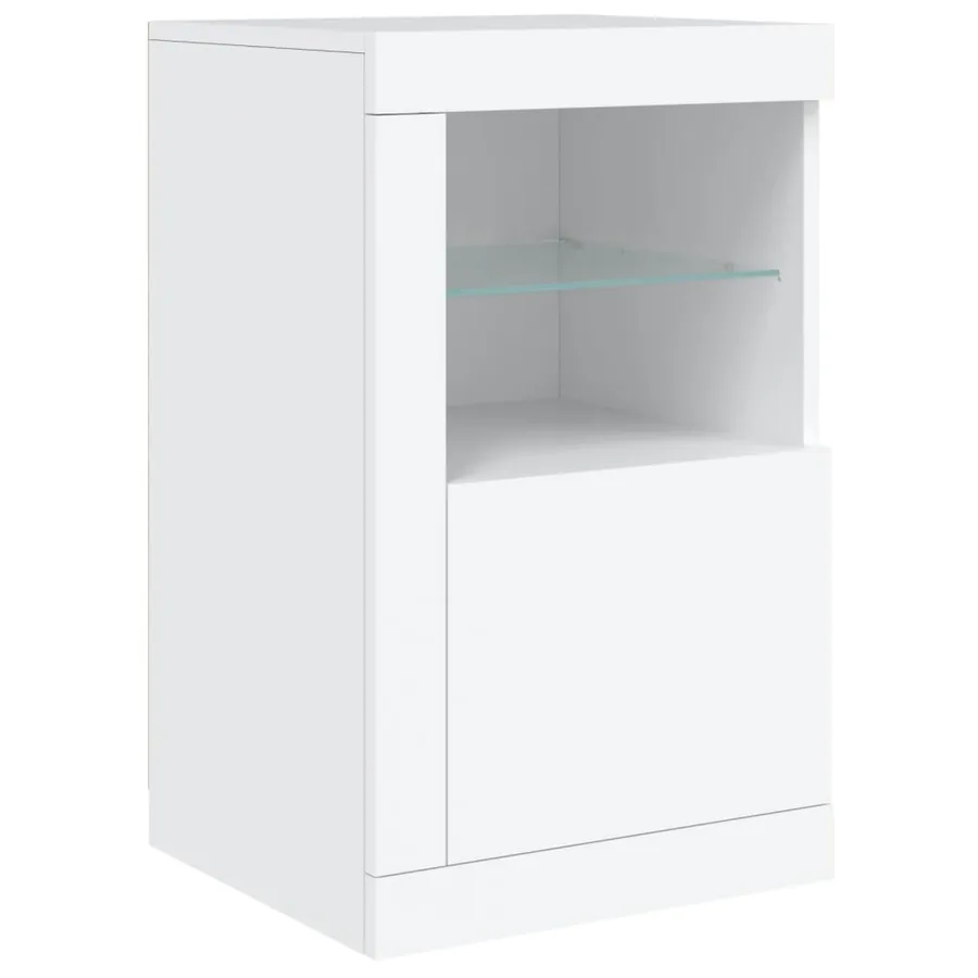 Buffet avec lumières LED blanc 163x37x67 cm - 9