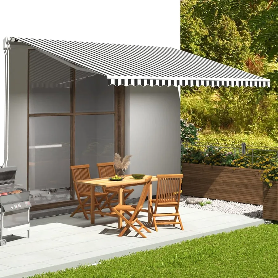 Tissu de remplacement pour auvent anthracite et blanc 5x3 m polyester