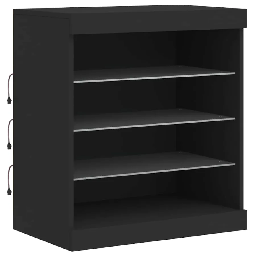 Buffet avec lumières LED noir 142,5x37x67 cm - 10
