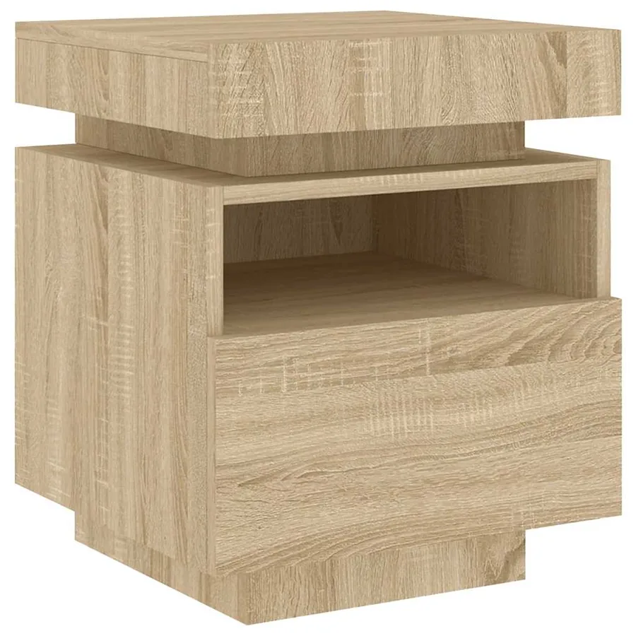 Armoires de chevet avec lumières LED 2 pcs chêne sonoma - 5