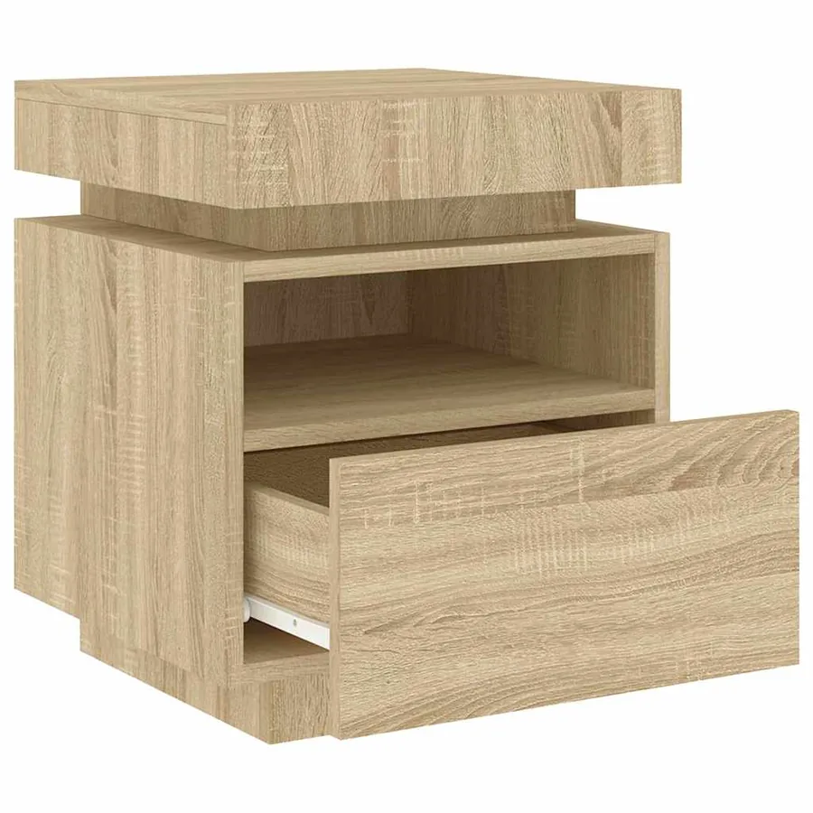 Armoires de chevet avec lumières LED 2 pcs chêne sonoma - 6