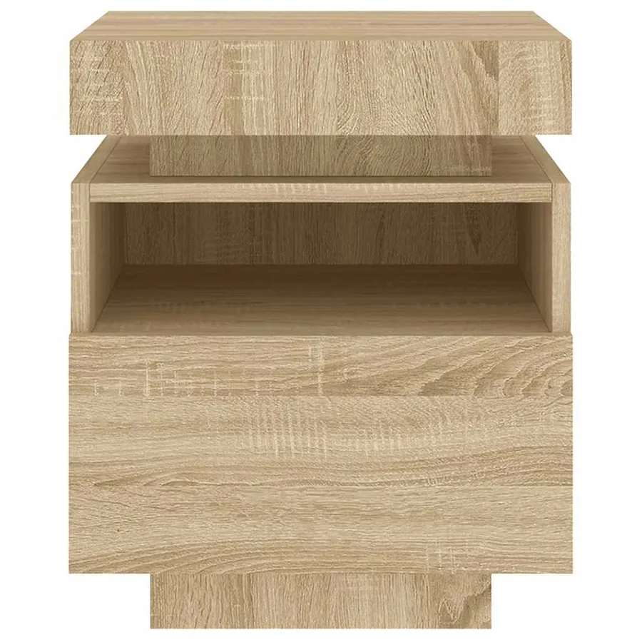 Armoires de chevet avec lumières LED 2 pcs chêne sonoma - 7