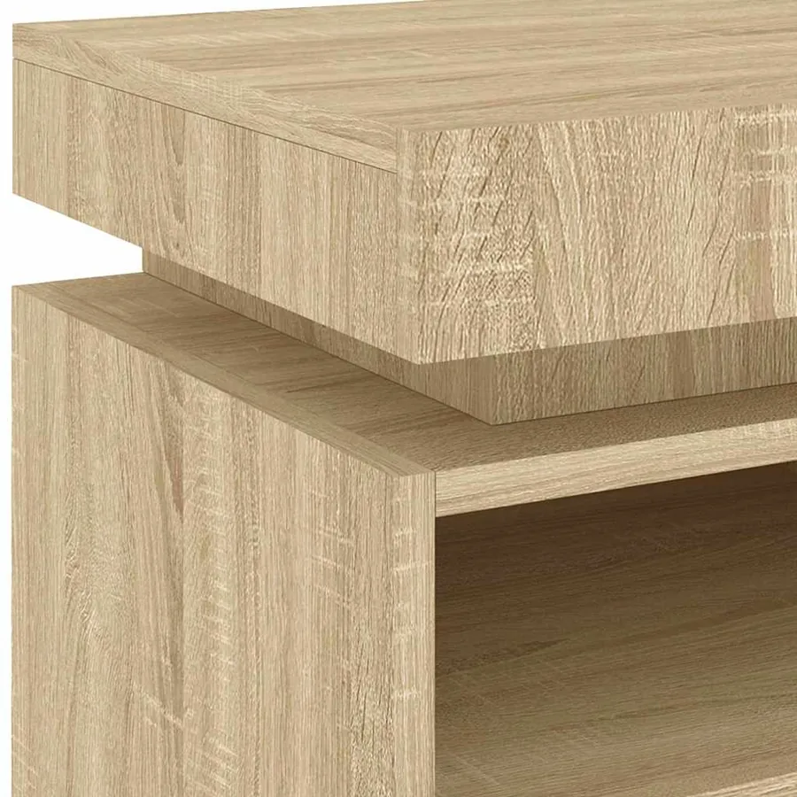 Armoires de chevet avec lumières LED 2 pcs chêne sonoma - 8