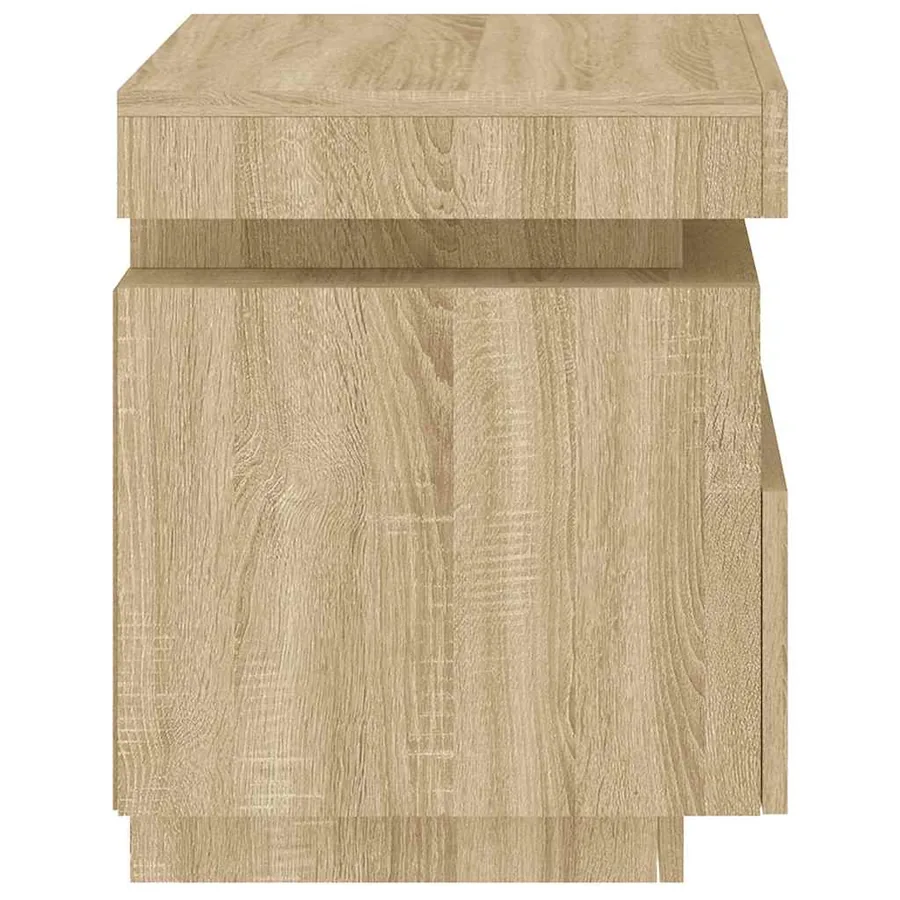 Armoires de chevet avec lumières LED 2 pcs chêne sonoma - 9