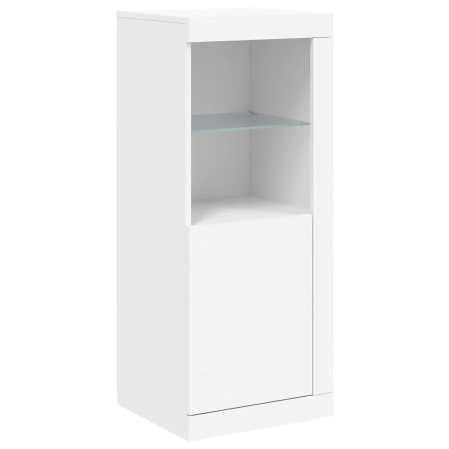 Buffets avec lumières LED 3 pcs blanc bois d'ingénierie - 8