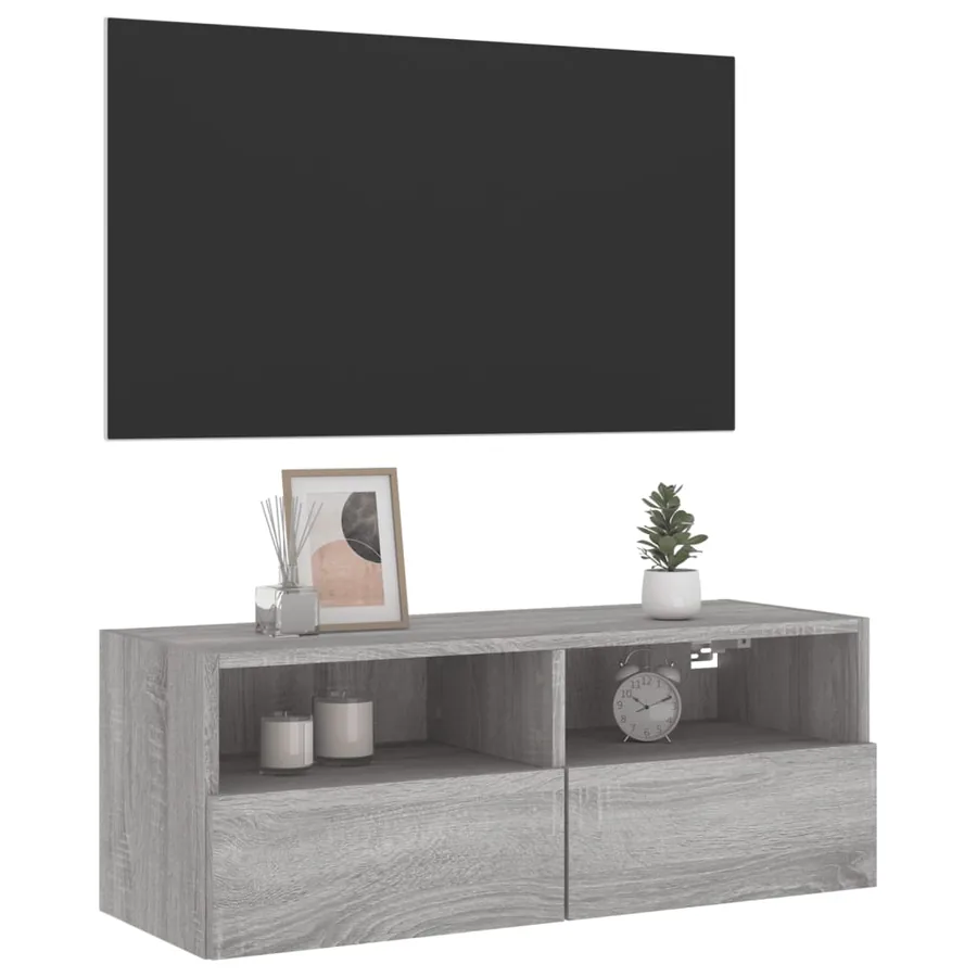 Meuble TV mural sonoma gris 80x30x30 cm bois d'ingénierie - 5