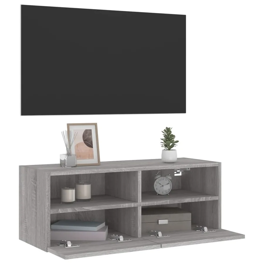 Meuble TV mural sonoma gris 80x30x30 cm bois d'ingénierie - 6