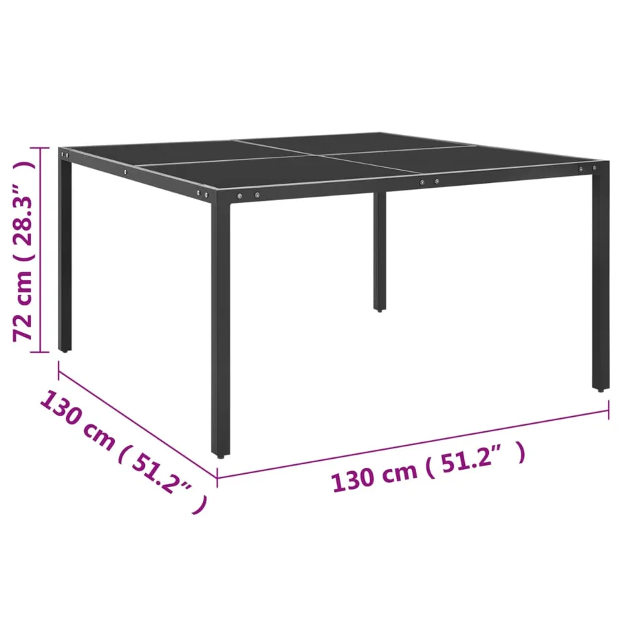 Table de jardin Anthracite 130x130x72 cm Acier et verre - 4