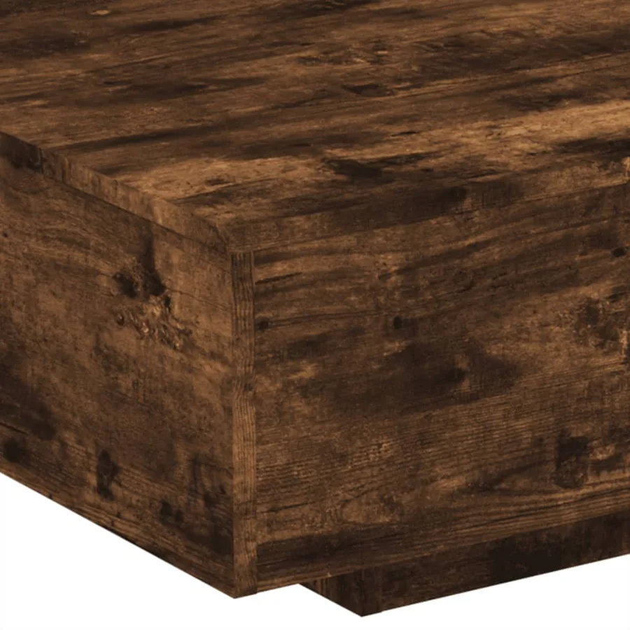 Table basse avec lumières LED chêne fumé 85x55x31 cm - 9
