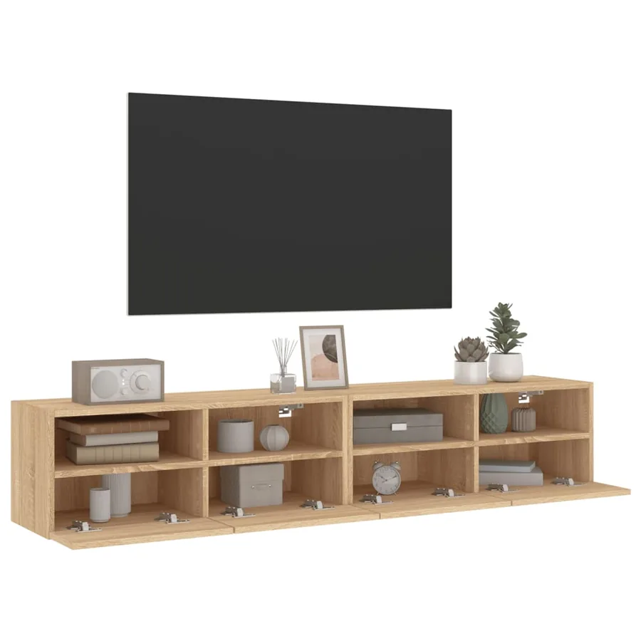 Meubles TV muraux 2 pcs chêne sonoma 80x30x30cm bois ingénierie - 6