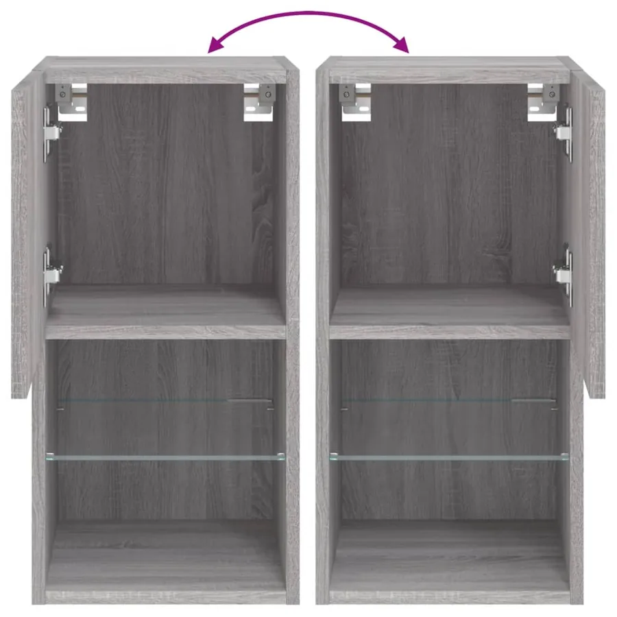 Meuble TV avec lumières LED sonoma gris 30,5x30x60 cm - 12