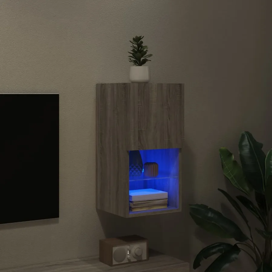 Meuble TV avec lumières LED sonoma gris 30,5x30x60 cm - 5