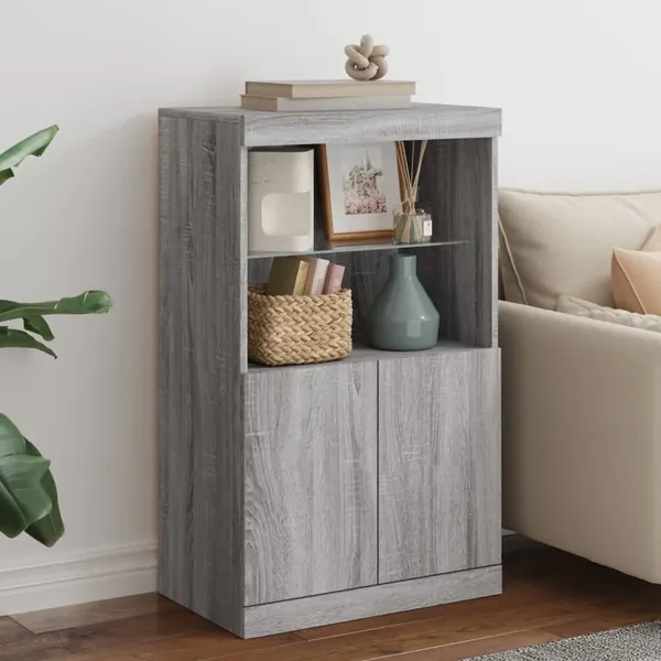 Buffet avec lumières LED sonoma gris 60,5x37x100 cm
