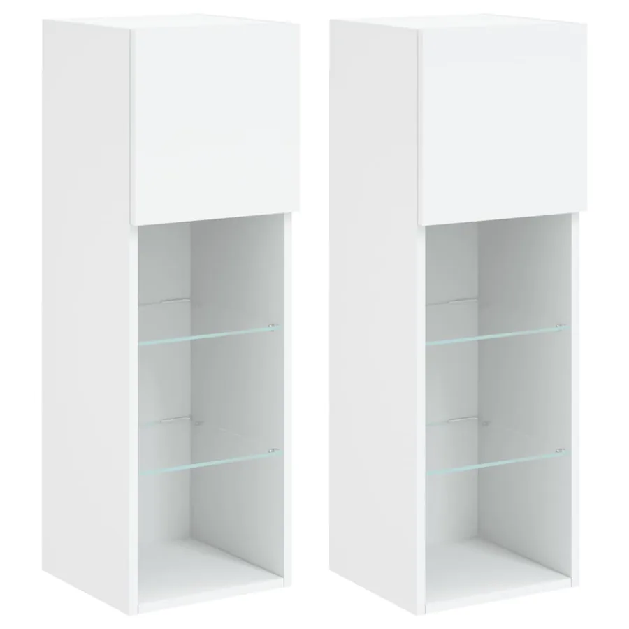 Meubles TV avec lumières LED 2 pcs blanc 30,5x30x90 cm - 2