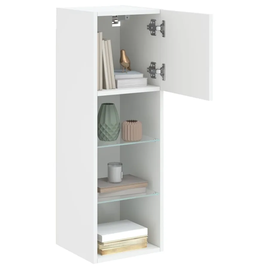 Meubles TV avec lumières LED 2 pcs blanc 30,5x30x90 cm - 5