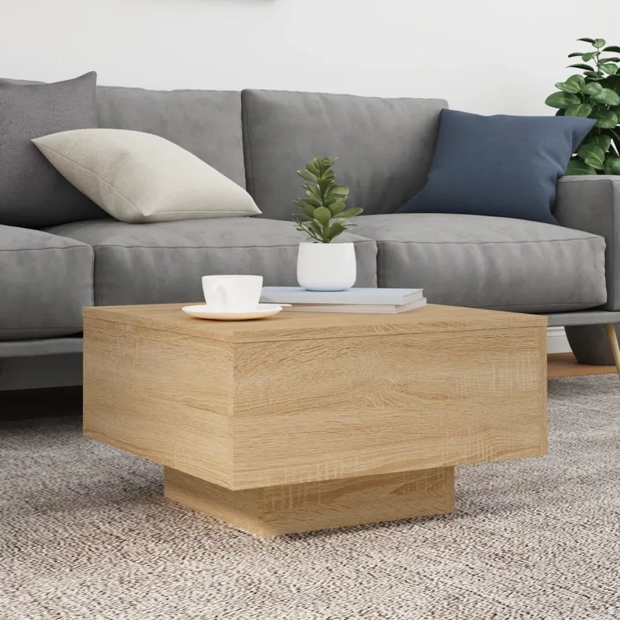 Table basse avec lumières LED chêne sonoma 55x55x31 cm - 5