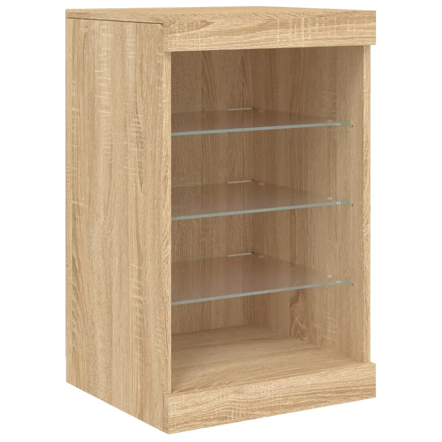Buffet avec lumières LED chêne sonoma 162x37x67 cm - 12