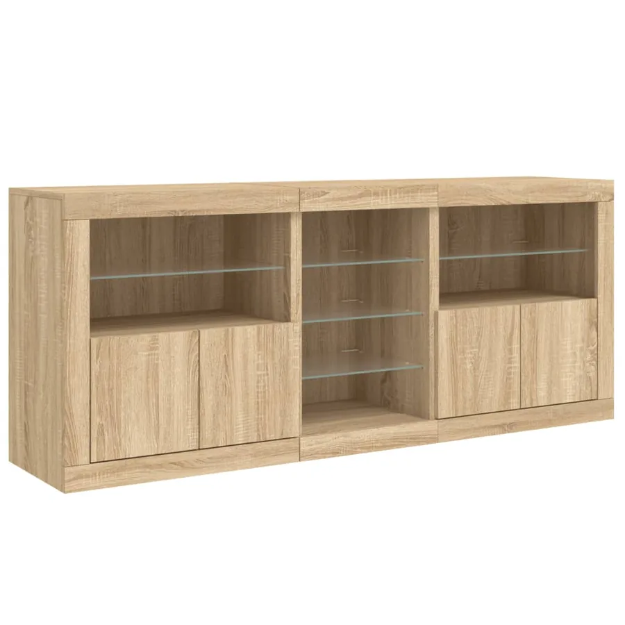 Buffet avec lumières LED chêne sonoma 162x37x67 cm - 6