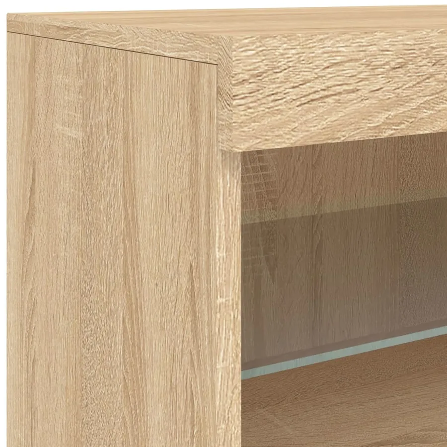 Buffet avec lumières LED chêne sonoma 164x37x67 cm - 14