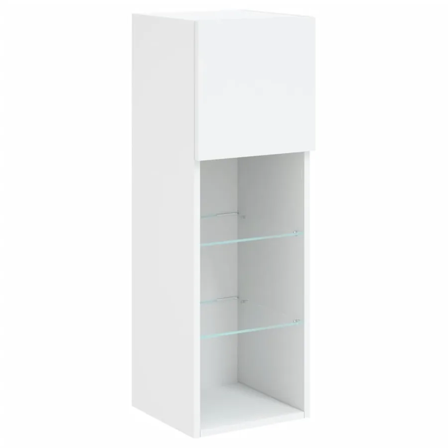 Unités murales TV avec LED 4 pcs blanc bois d'ingénierie - 8