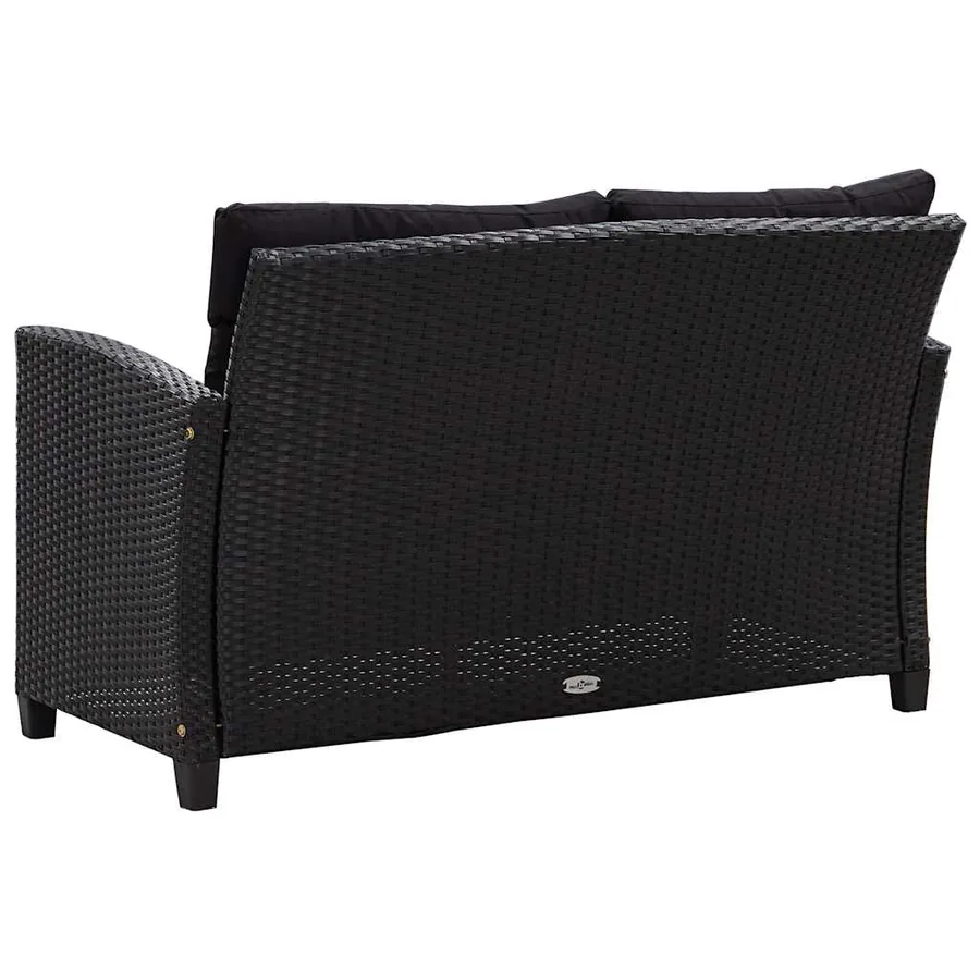 Canapés de jardin 6 pcs avec coussins Résine tressée Noir - 13