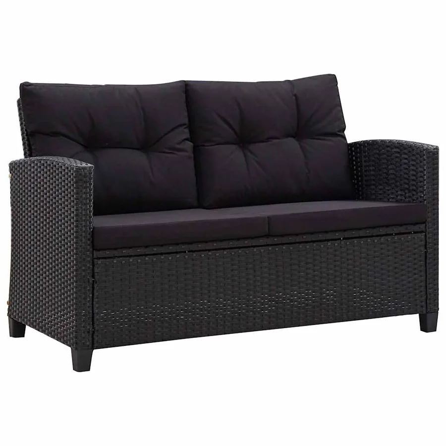 Canapés de jardin 6 pcs avec coussins Résine tressée Noir - 5
