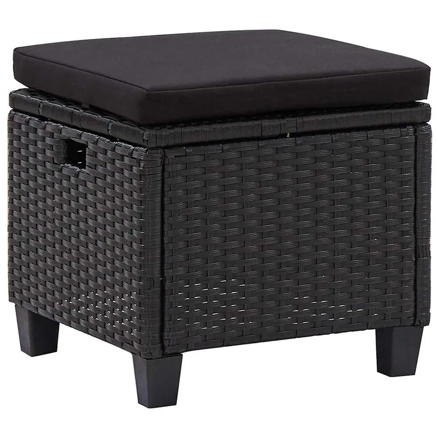Canapés de jardin 6 pcs avec coussins Résine tressée Noir - 7