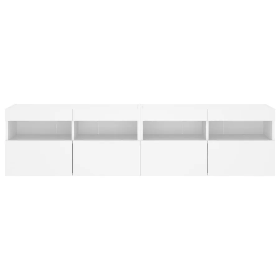 Meubles TV muraux avec lumières LED 2 pcs blanc 80x30x40 cm - 9