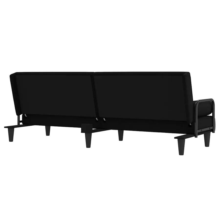 Canapé-lit avec accoudoirs noir tissu - 6