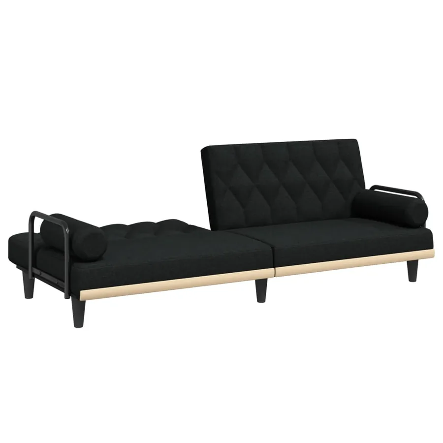 Canapé-lit avec accoudoirs noir tissu - 7