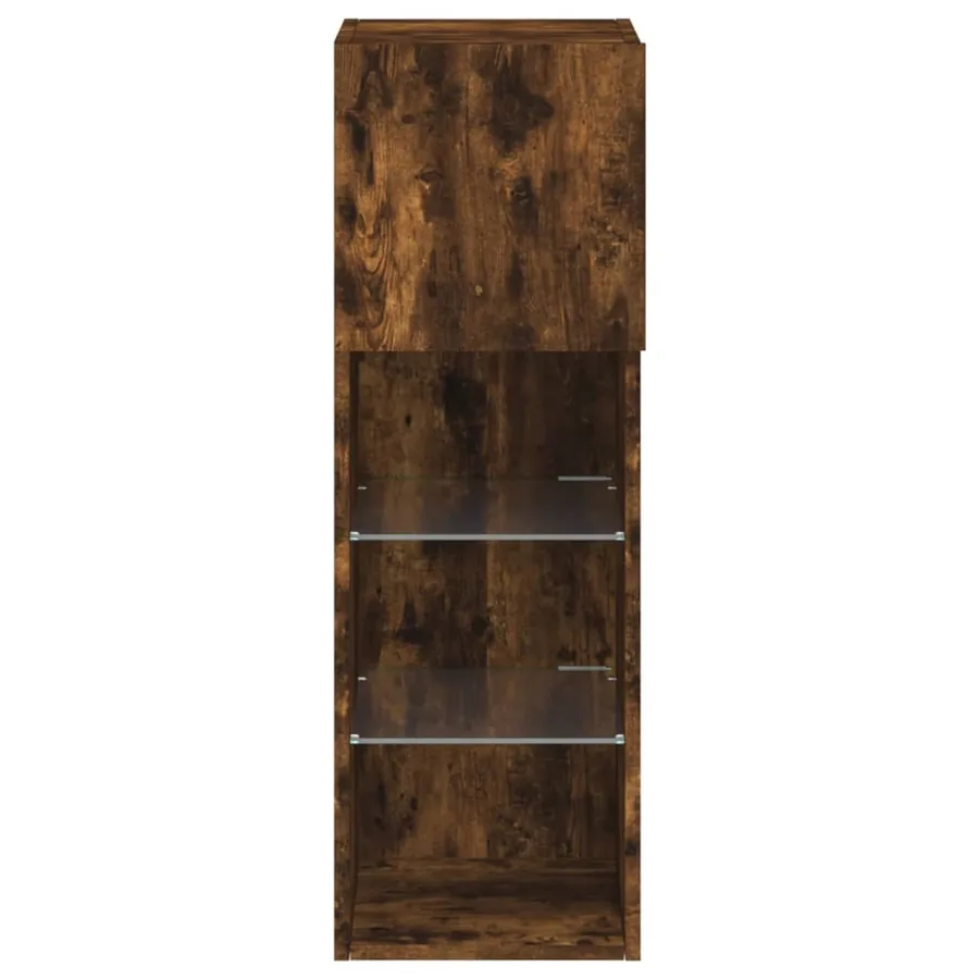 Meuble TV avec lumières LED chêne fumé 30,5x30x90 cm - 9
