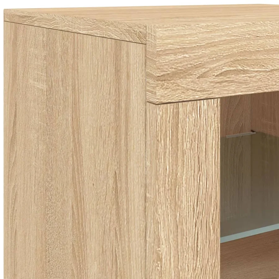 Buffet avec lumières LED chêne sonoma 202x37x67 cm - 11