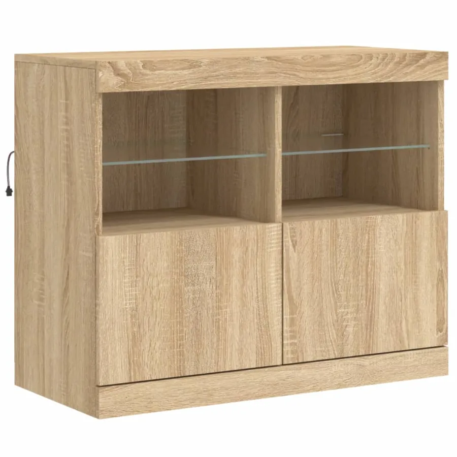 Buffet avec lumières LED chêne sonoma 202x37x67 cm - 12