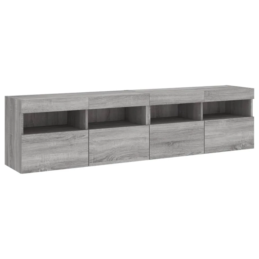 Meubles TV muraux et lumières LED 2pcs sonoma gris 80x30x40 cm - 3
