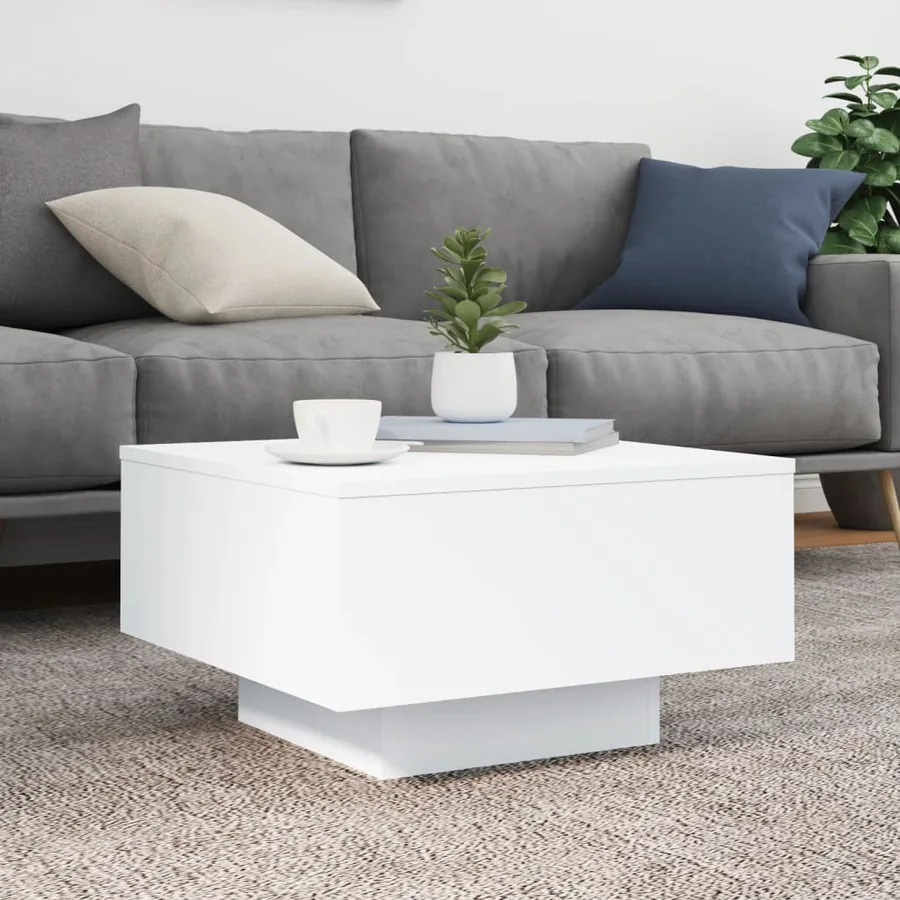 Table basse avec lumières LED blanc 55x55x31 cm - 5