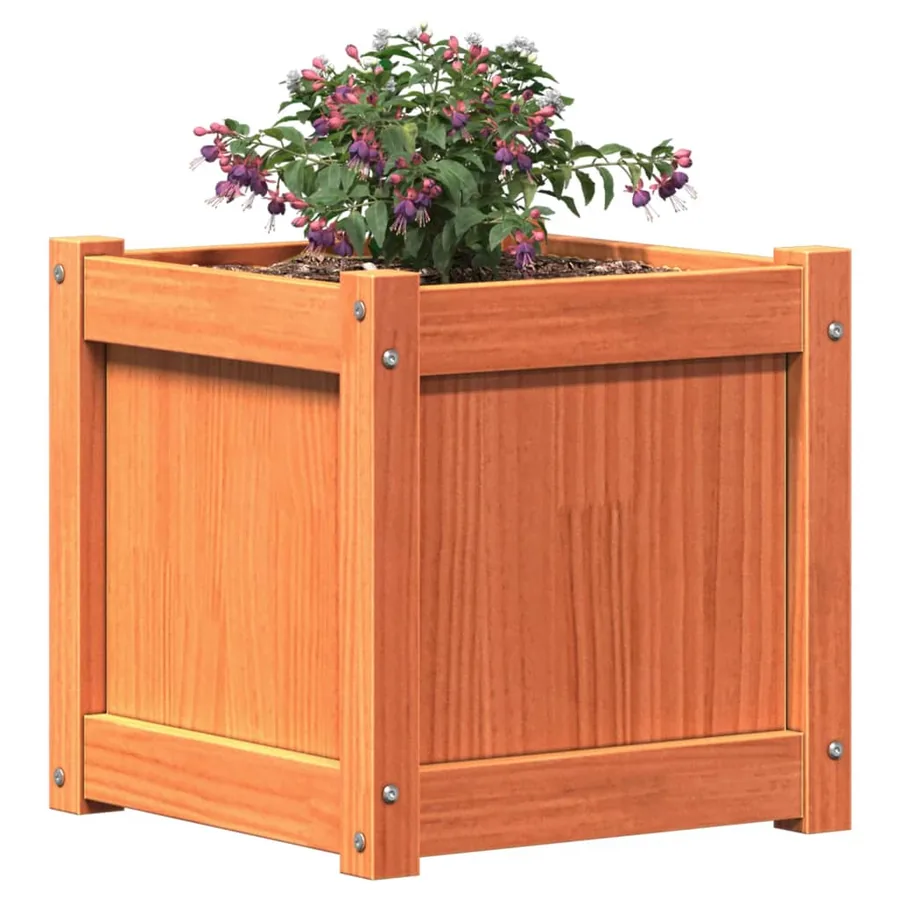 Jardinières 2 pcs cire marron bois de pin massif - 4