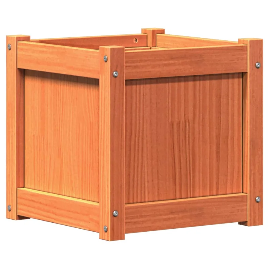 Jardinières 2 pcs cire marron bois de pin massif - 5