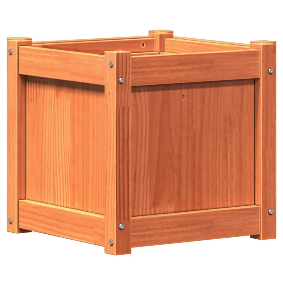 Jardinières 2 pcs cire marron bois de pin massif - 8
