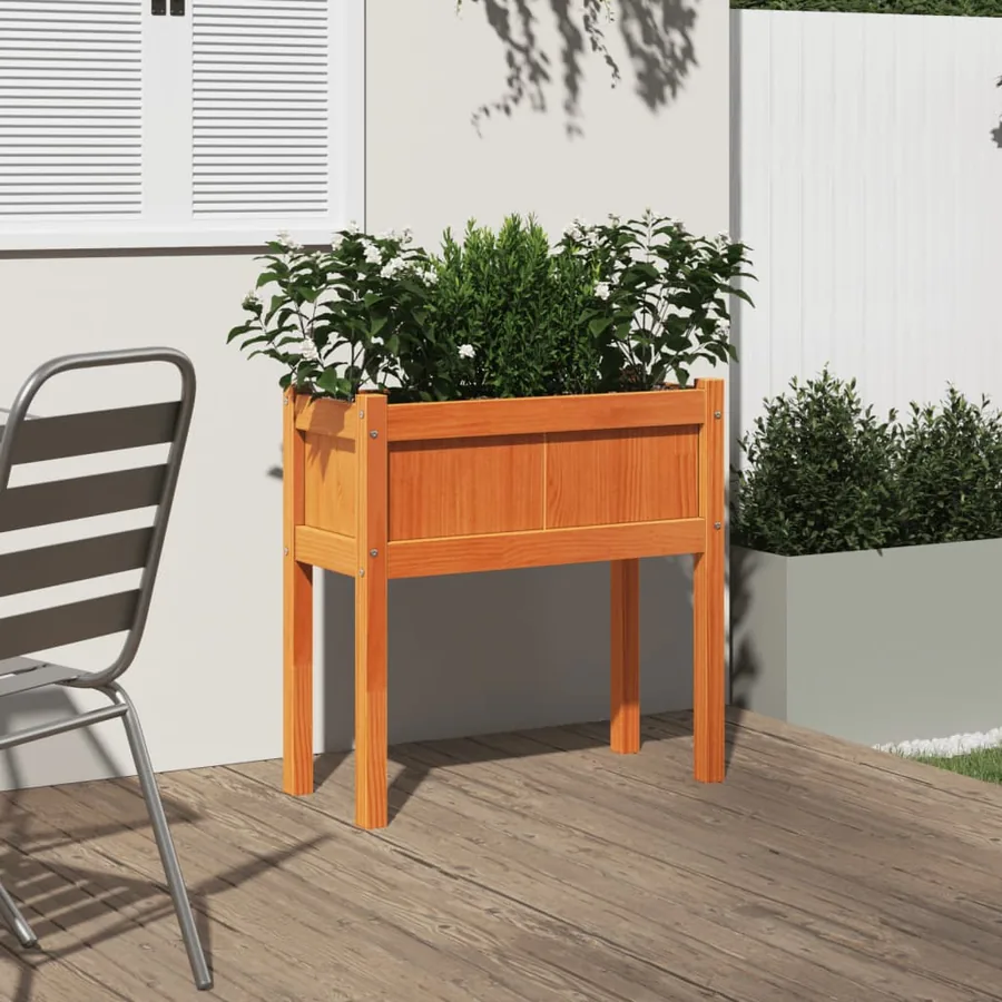 Jardinières et pieds cire marron 70x31x70 cm bois de pin massif - 3