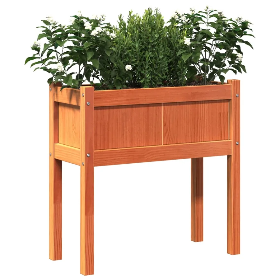 Jardinières et pieds cire marron 70x31x70 cm bois de pin massif - 4