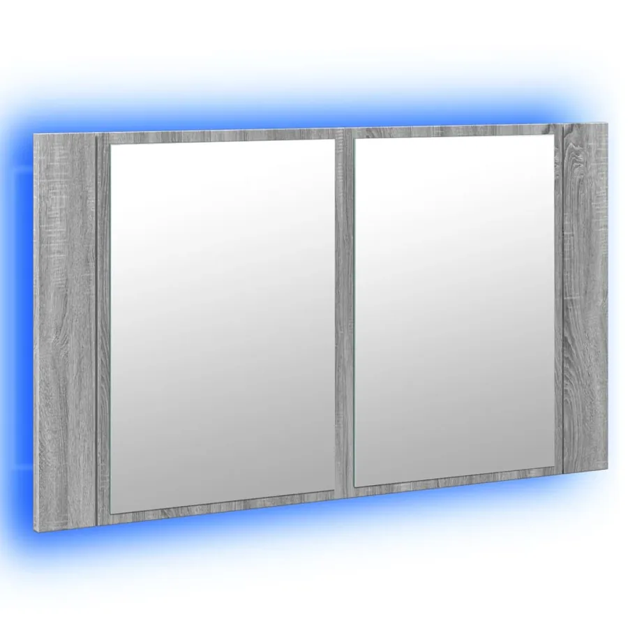Armoire de salle de bain à miroir LED sonoma gris 80x12x45 cm - 5
