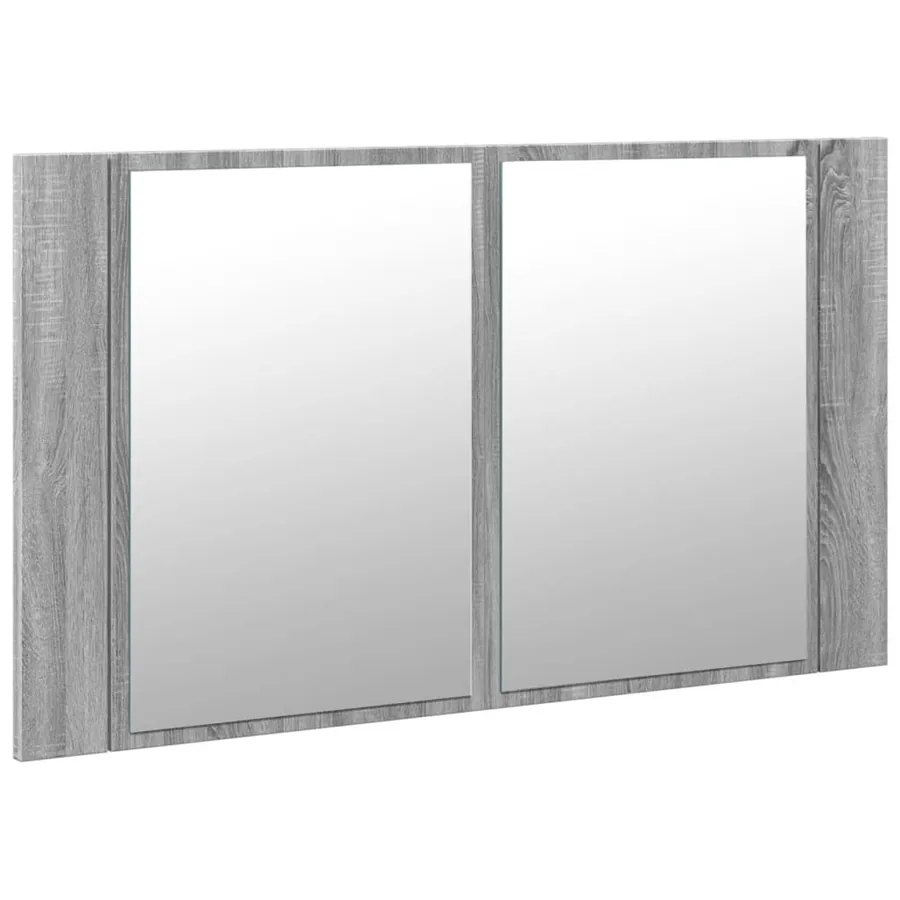 Armoire de salle de bain à miroir LED sonoma gris 80x12x45 cm - 6
