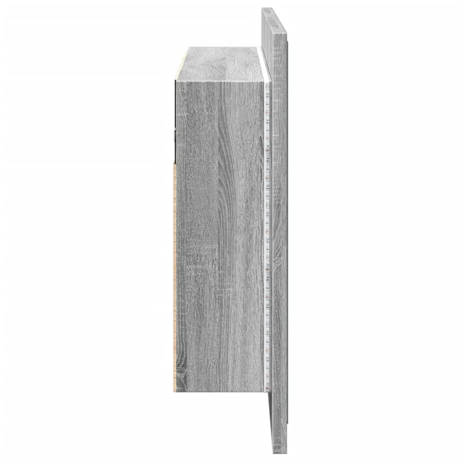 Armoire de salle de bain à miroir LED sonoma gris 80x12x45 cm - 8
